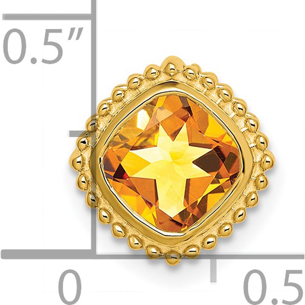 14K Yellow Gold Cushion Citrine Beaded Edge Pendant - 1 Carat Total Gem Weight by Lumare Gioia