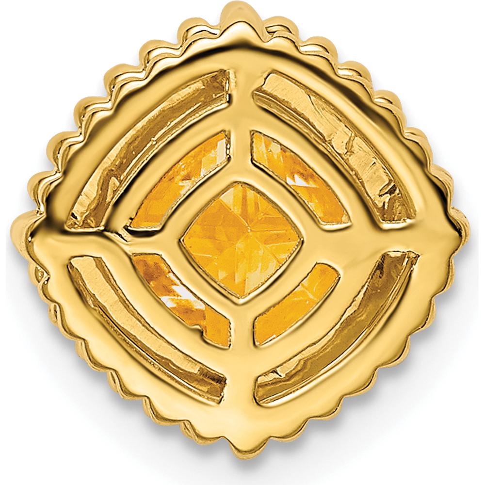 14K Yellow Gold Cushion Citrine Beaded Edge Pendant - 1 Carat Total Gem Weight by Lumare Gioia