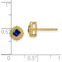 14K Yellow Gold Cushion-Cut Blue Sapphire Button Earrings - 0.25 Carat Total Sapphire Weight by Monteluci Fine Jewelry