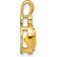 14K Yellow Gold Cushion Cut Citrine Pendant with Diamond Accent - 0.86 Carat Total Citrine Weight by Lumare Gioia