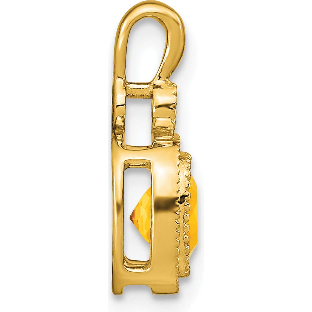 14K Yellow Gold Cushion Cut Citrine Pendant with Diamond Accent - 0.86 Carat Total Citrine Weight by Lumare Gioia
