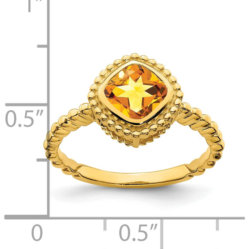 14K Yellow Gold Cushion-Cut Citrine Ring - 1.3 Carat Total Gemstone Weight by 0