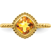 14K Yellow Gold Cushion-Cut Citrine Ring - 1.3 Carat Total Gemstone Weight by 0