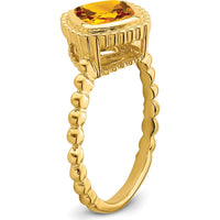 14K Yellow Gold Cushion-Cut Citrine Ring - 1.3 Carat Total Gemstone Weight by 0