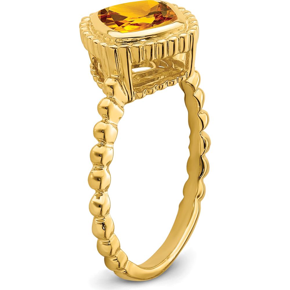 14K Yellow Gold Cushion-Cut Citrine Ring - 1.3 Carat Total Gemstone Weight by 0