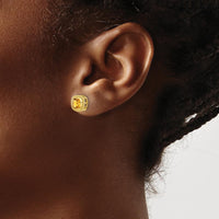 14K Yellow Gold Cushion Cut Citrine Stud Earrings - 1.00 Carat Total Citrine Weight by Monteluci Fine Jewelry