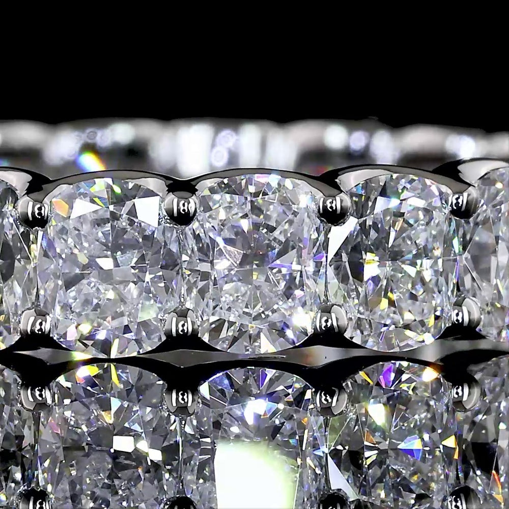 14K Yellow Gold Cushion Cut Diamond Eternity Band - 3.21 Carat Total Weight (19 Lab Diamonds, E-F Color, VS Clarity) - Covaloro Fine Jewelry