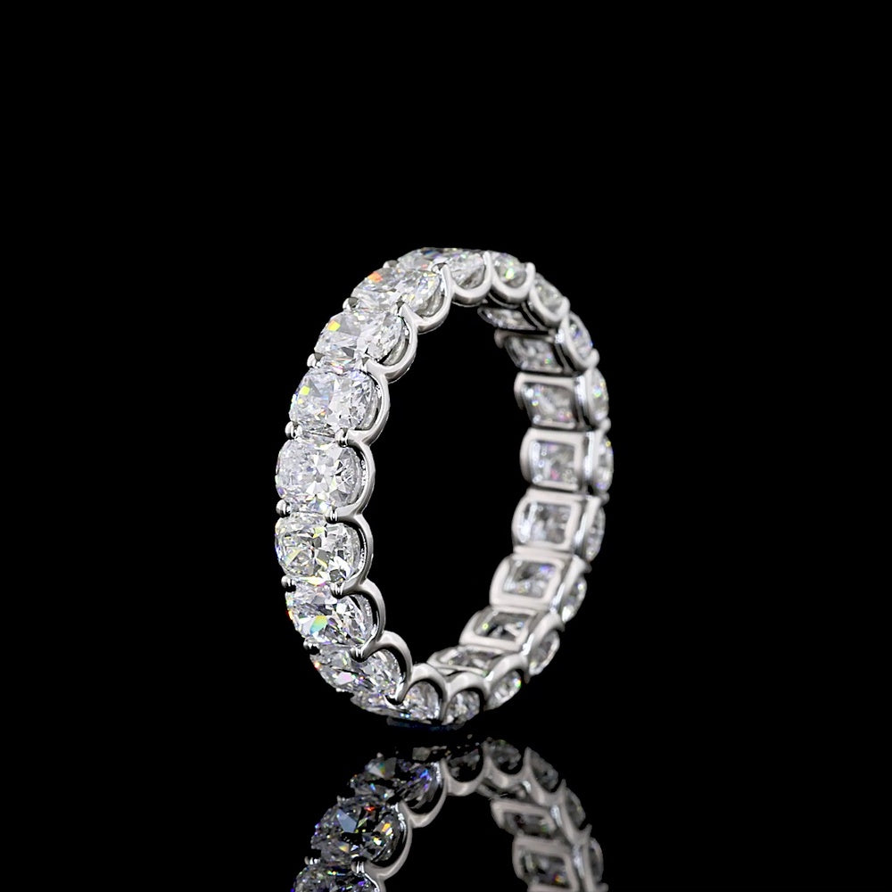 14K Yellow Gold Cushion Cut Diamond Eternity Band - 3.21 Carat Total Weight (19 Lab Diamonds, E-F Color, VS Clarity) - Covaloro Fine Jewelry