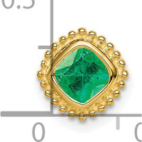 14K Yellow Gold Cushion Cut Emerald Beaded Edge Pendant - 0.5 Carat Natural Emerald by Lumare Gioia