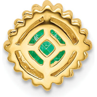 14K Yellow Gold Cushion Cut Emerald Beaded Edge Pendant - 0.5 Carat Natural Emerald by Lumare Gioia