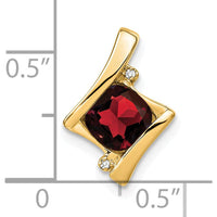 14K Yellow Gold Cushion Cut Garnet and Diamond Pendant with 1.25 Carat Garnet and 0.01 Carat Total Diamond Weight by Lumare Gioia