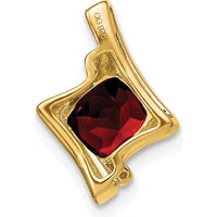 14K Yellow Gold Cushion Cut Garnet and Diamond Pendant with 1.25 Carat Garnet and 0.01 Carat Total Diamond Weight by Lumare Gioia