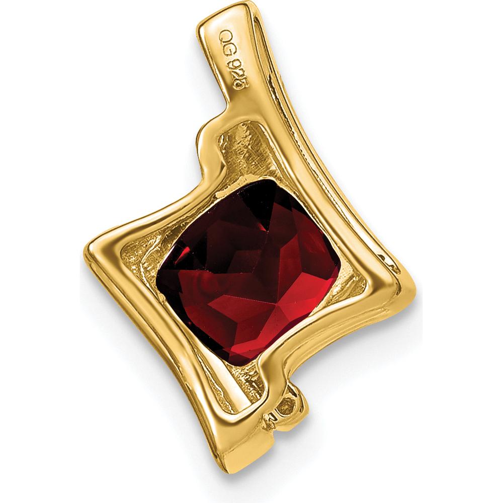 14K Yellow Gold Cushion Cut Garnet and Diamond Pendant with 1.25 Carat Garnet and 0.01 Carat Total Diamond Weight by Lumare Gioia