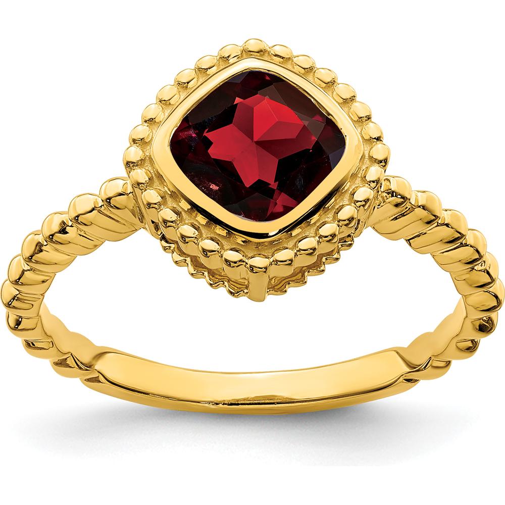 14K Yellow Gold Cushion-Cut Garnet Ring - 1.42 Carat Total Gemstone Weight by 0