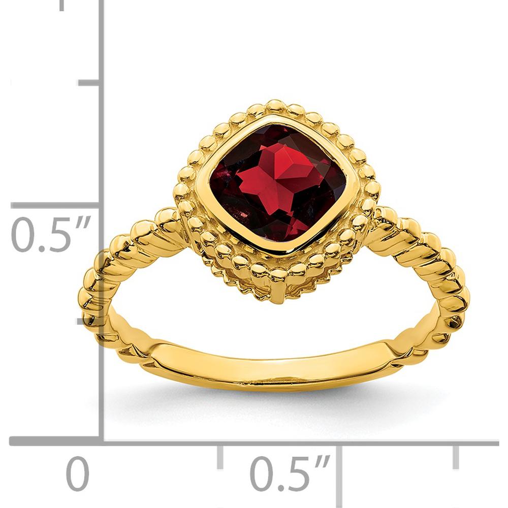 14K Yellow Gold Cushion-Cut Garnet Ring - 1.42 Carat Total Gemstone Weight by 0
