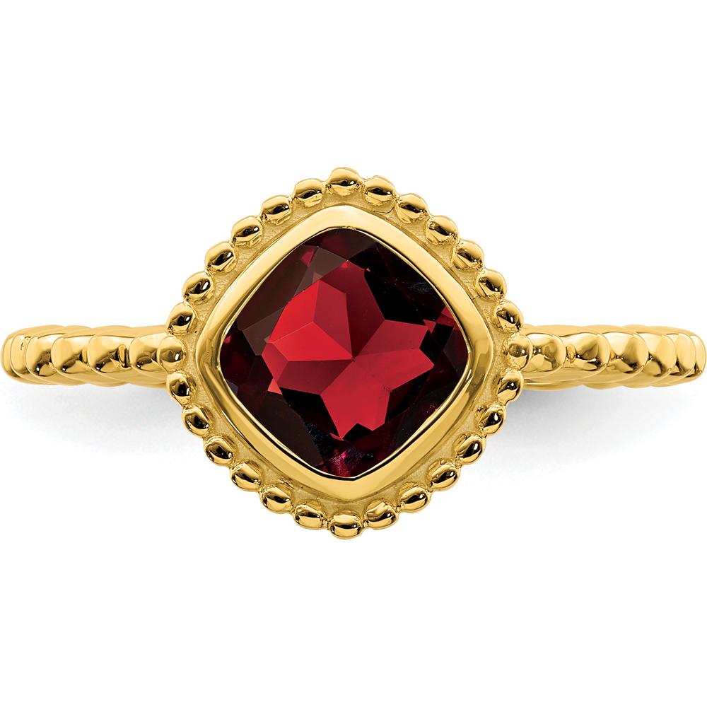 14K Yellow Gold Cushion-Cut Garnet Ring - 1.42 Carat Total Gemstone Weight by 0