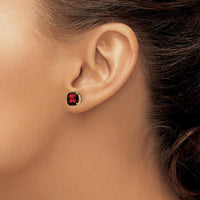 14K Yellow Gold Cushion Cut Garnet Stud Earrings - 2.00 Carat Total Gem Weight by Monteluci Fine Jewelry
