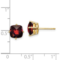 14K Yellow Gold Cushion Cut Garnet Stud Earrings - 2.00 Carat Total Gem Weight by Monteluci Fine Jewelry