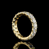 14K Yellow Gold Cushion Cut Lab Diamond Eternity Band - 3.93 Carat Total Weight with 19 Prong Set Stones (E-F Color, VS Clarity) - Covaloro Fine Jewelry