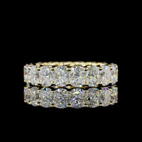 14K Yellow Gold Cushion Cut Lab Diamond Eternity Band - 4.07 Carat Total Weight, E-F Color, VS1 Clarity, U-Prong Setting with 18 Diamonds - Covaloro Fine Jewelry
