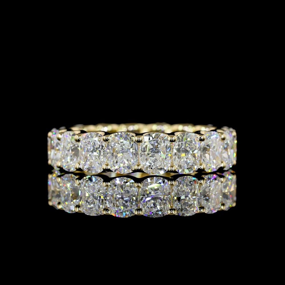14K Yellow Gold Cushion Cut Lab Diamond Eternity Band - 4.07 Carat Total Weight, E-F Color, VS1 Clarity, U-Prong Setting with 18 Diamonds - Covaloro Fine Jewelry