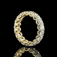 14K Yellow Gold Cushion Cut Lab Diamond Eternity Band - 4.07 Carat Total Weight, E-F Color, VS1 Clarity, U-Prong Setting with 18 Diamonds - Covaloro Fine Jewelry