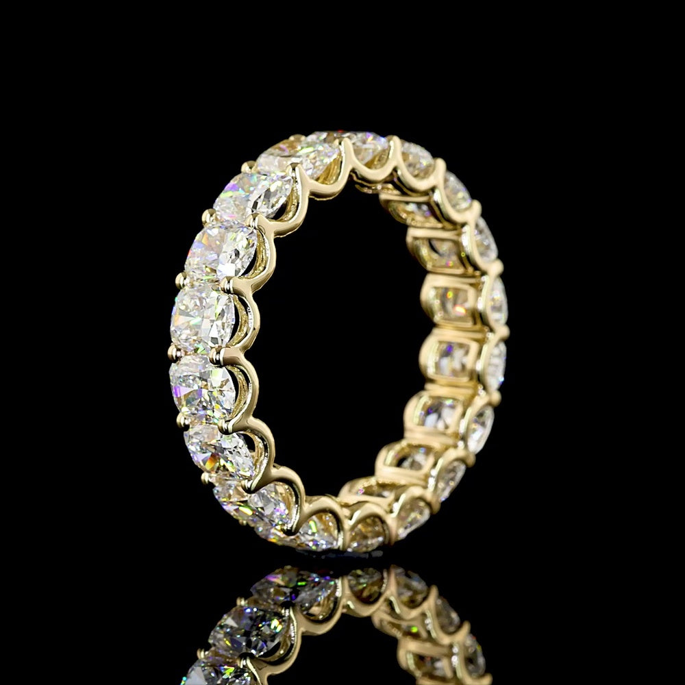 14K Yellow Gold Cushion Cut Lab Diamond Eternity Band - 4.07 Carat Total Weight, E-F Color, VS1 Clarity, U-Prong Setting with 18 Diamonds - Covaloro Fine Jewelry