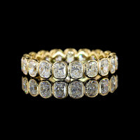 14K Yellow Gold Cushion Cut Lab Diamond Eternity Band with North-South Bezel Setting - 2.32 Carat Total Diamond Weight - Covaloro Fine Jewelry