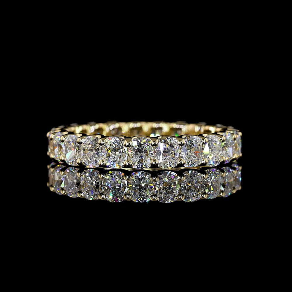 14K Yellow Gold Cushion Cut Lab Diamond Eternity Band with U-Prong Setting - 2.68 Carat Total Weight - Covaloro Fine Jewelry