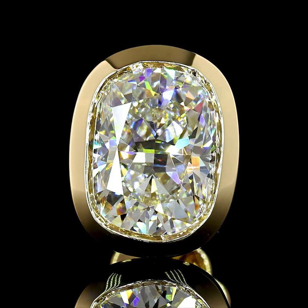 14K Yellow Gold Cushion Cut Lab Diamond Stud Earrings - Bezel Set, D VVS2, 3.61 Carat Total Weight with GIA Certificates - Covaloro Fine Jewelry