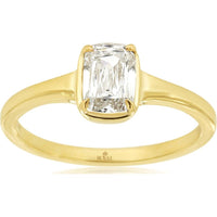 14K Yellow Gold Cushion Cut Lab Grown Diamond Engagement Ring with Partial Bezel Setting - 1.00 Carat Total Weight - Royal Jewelry
