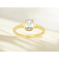 14K Yellow Gold Cushion Cut Lab Grown Diamond Engagement Ring with Partial Bezel Setting - 1.00 Carat Total Weight - Royal Jewelry
