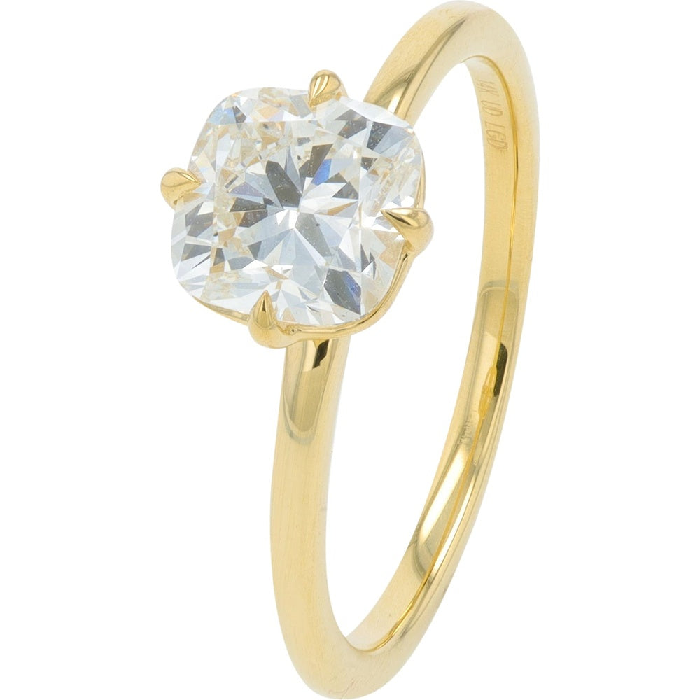 14K Yellow Gold Cushion-Cut Lab Grown Diamond Solitaire Engagement Ring - 1.50 Carat Total Weight