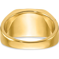 14K Yellow Gold Cushion-Cut Onyx Masonic Ring with Black Enamel Detailing by IBGoodman