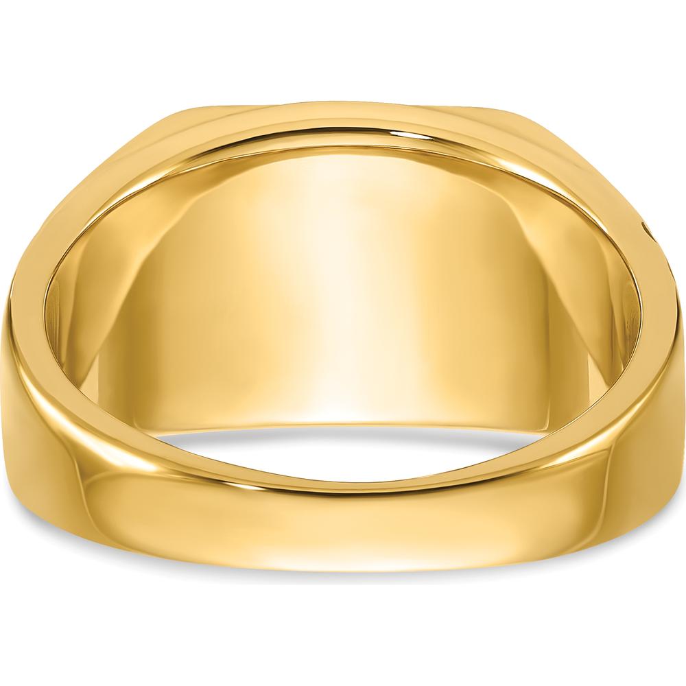 14K Yellow Gold Cushion-Cut Onyx Masonic Ring with Black Enamel Detailing by IBGoodman