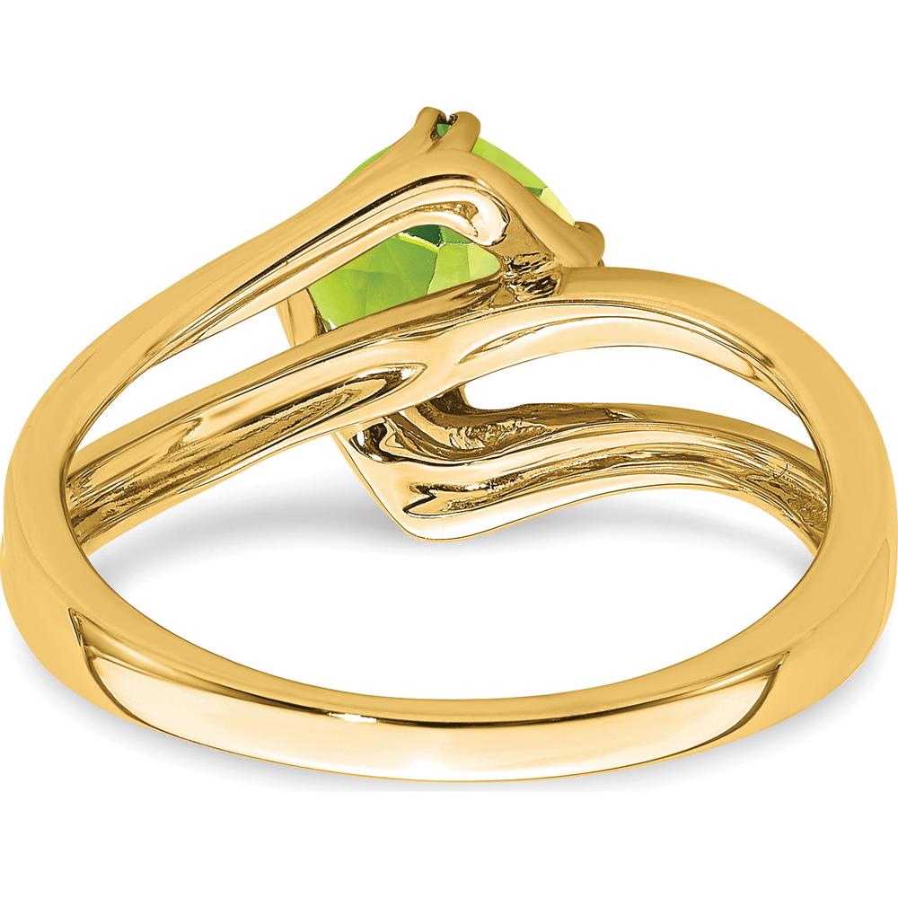 14K Yellow Gold Cushion Cut Peridot and Diamond Ring - 1.10 Carat Total Gemstone Weight by 0