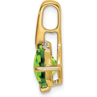 14K Yellow Gold Cushion Cut Peridot and Round Diamond Pendant - 2.01 Carat Total Gem Weight by Lumare Gioia