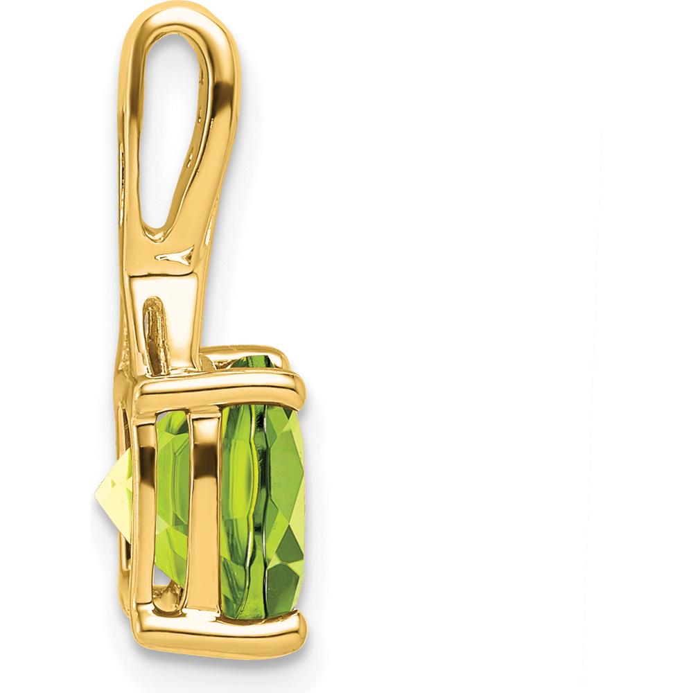 14K Yellow Gold Cushion Cut Peridot Pendant with Round Diamond Accents - 2.002 Carat Peridot, 0.006 Carat Diamond Total Weight by Lumare Gioia