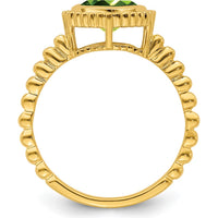 14K Yellow Gold Cushion Cut Peridot Ring - 1.20 Carat Natural Green Peridot by 0