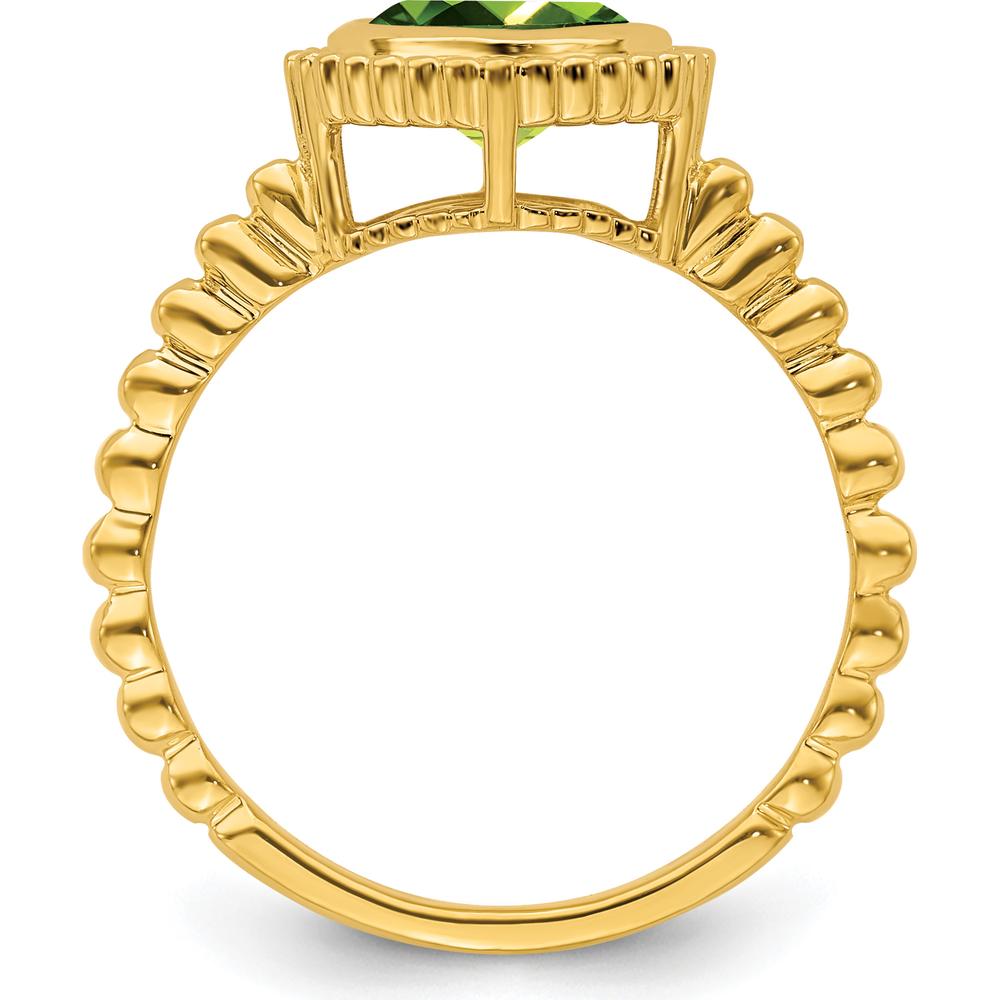 14K Yellow Gold Cushion Cut Peridot Ring - 1.20 Carat Natural Green Peridot by 0