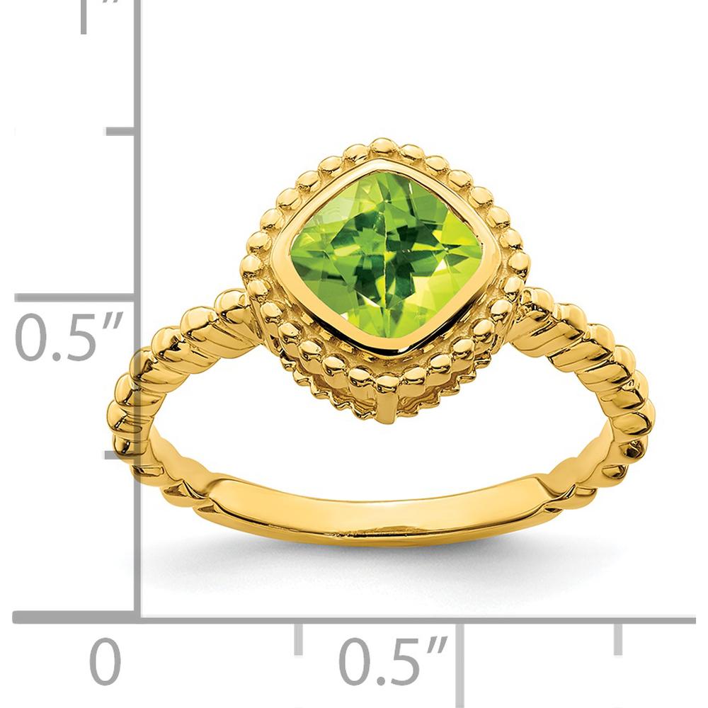 14K Yellow Gold Cushion Cut Peridot Ring - 1.20 Carat Natural Green Peridot by 0