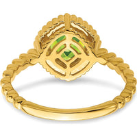 14K Yellow Gold Cushion Cut Peridot Ring - 1.20 Carat Natural Green Peridot by 0