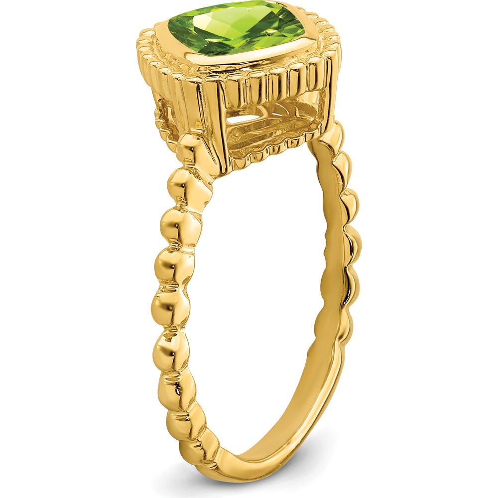 14K Yellow Gold Cushion Cut Peridot Ring - 1.20 Carat Natural Green Peridot by 0