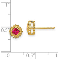 14K Yellow Gold Cushion Cut Ruby Earrings - 0.25 Carat Total Ruby Weight by Monteluci Fine Jewelry