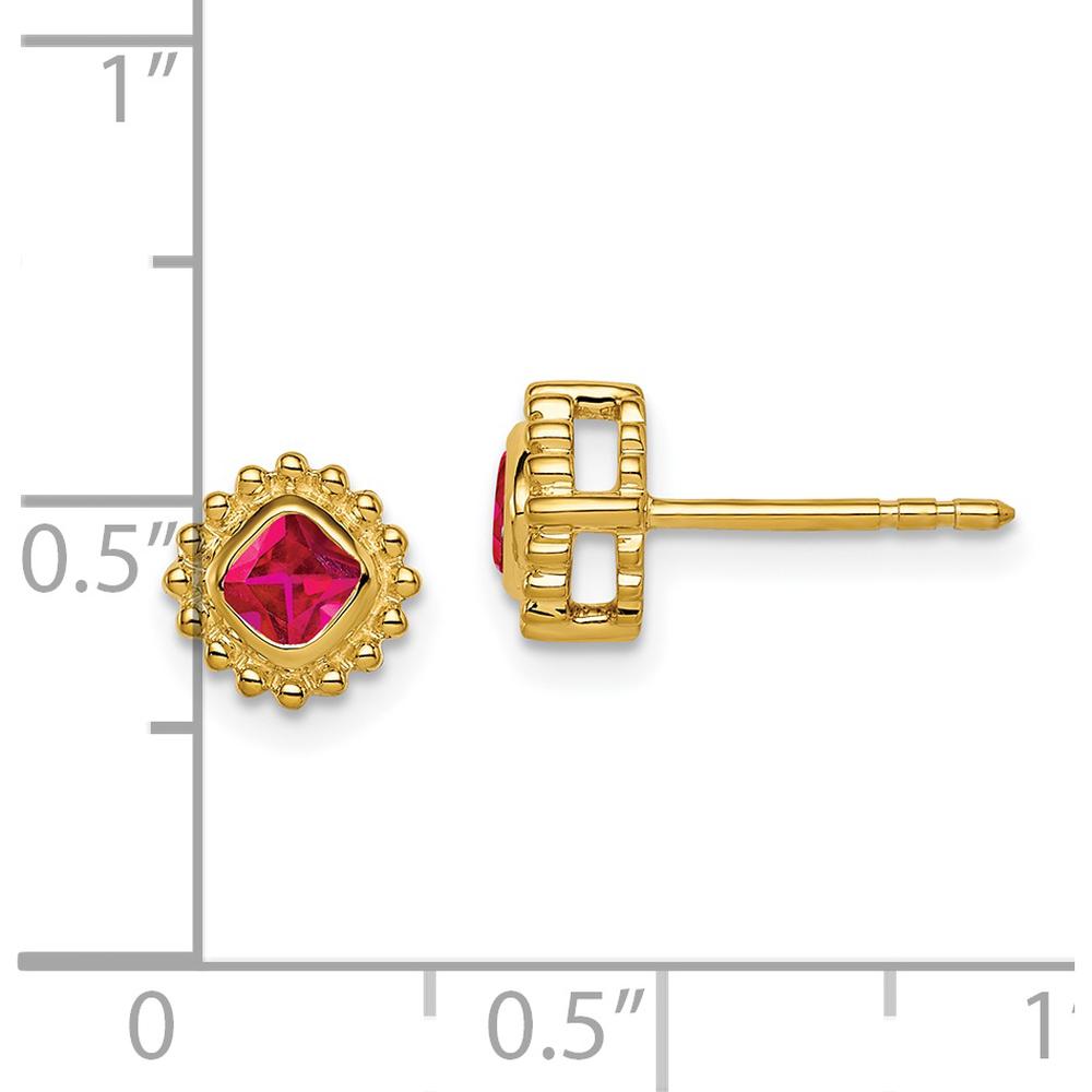 14K Yellow Gold Cushion Cut Ruby Earrings - 0.25 Carat Total Ruby Weight by Monteluci Fine Jewelry