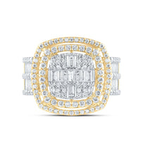 14K Yellow Gold Cushion Diamond Bridal Ring - 1 3/4 Carat Total Diamond Weight