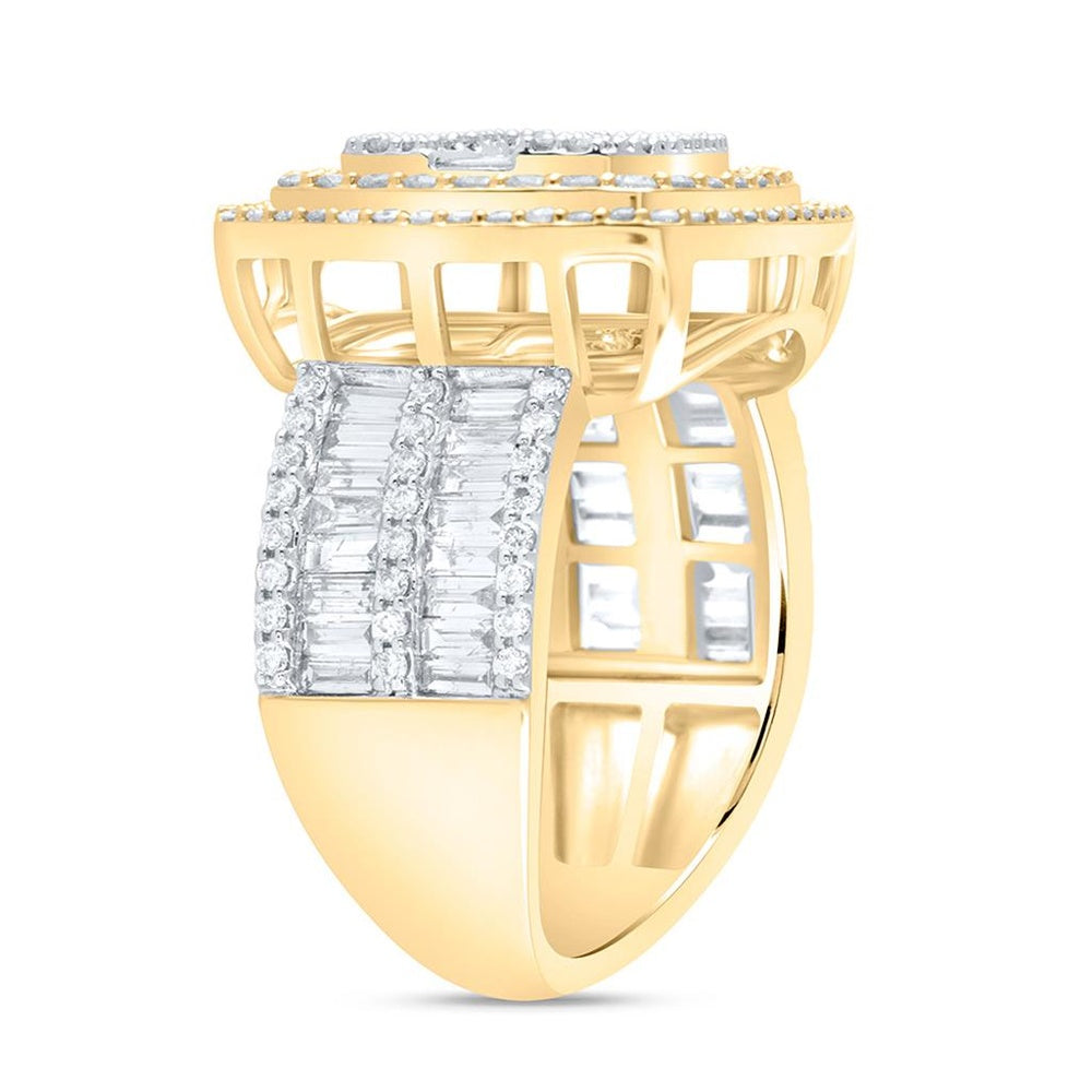 14K Yellow Gold Cushion Diamond Bridal Ring - 1 3/4 Carat Total Diamond Weight