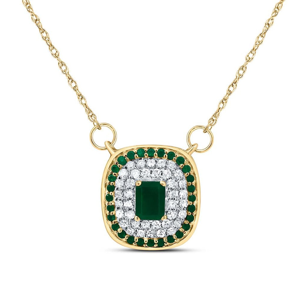 14K Yellow Gold Cushion Diamond Necklace - 3/8 Carat Total Diamond Weight