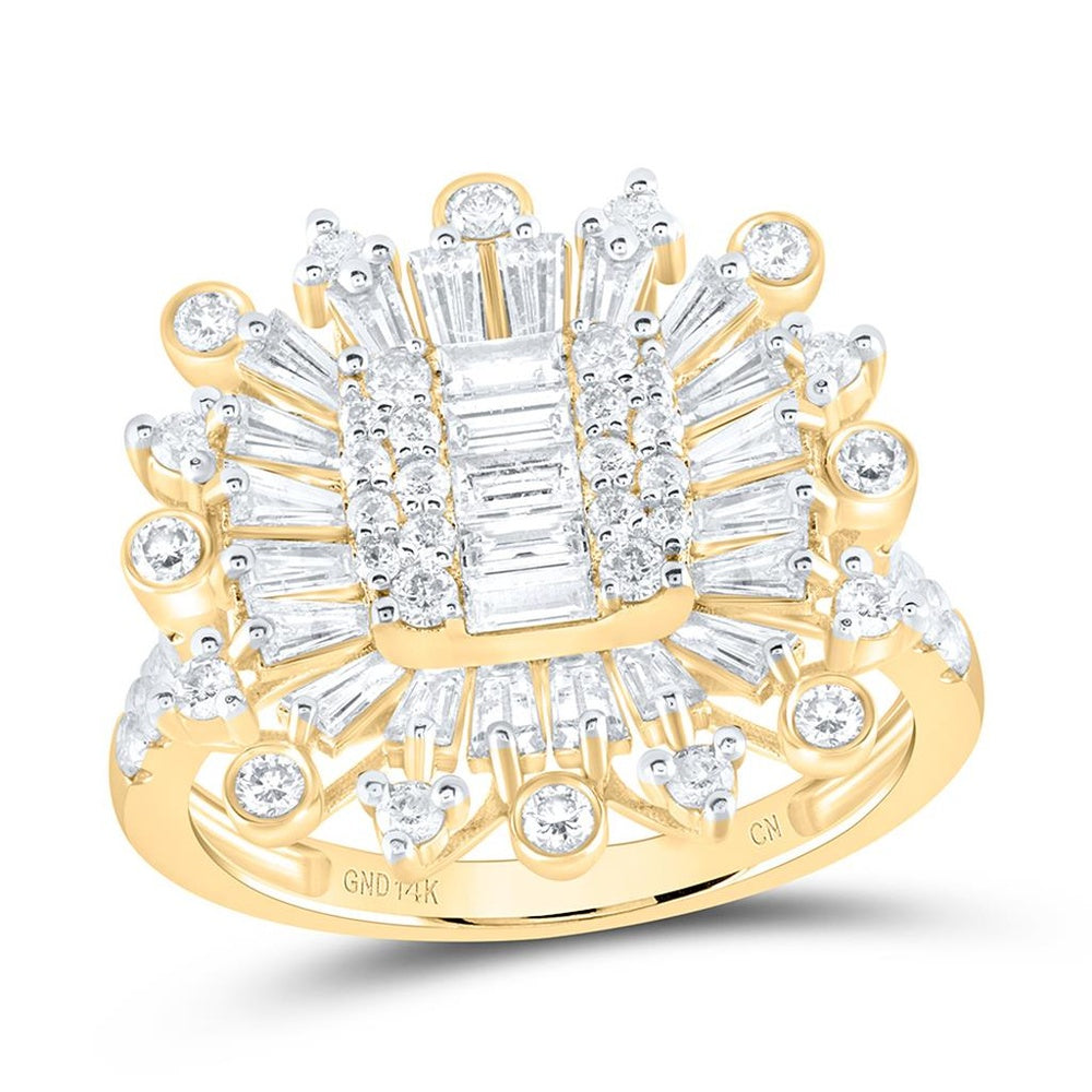 14K Yellow Gold Cushion Diamond Ring - 1 3/4 Carat Total Diamond Weight