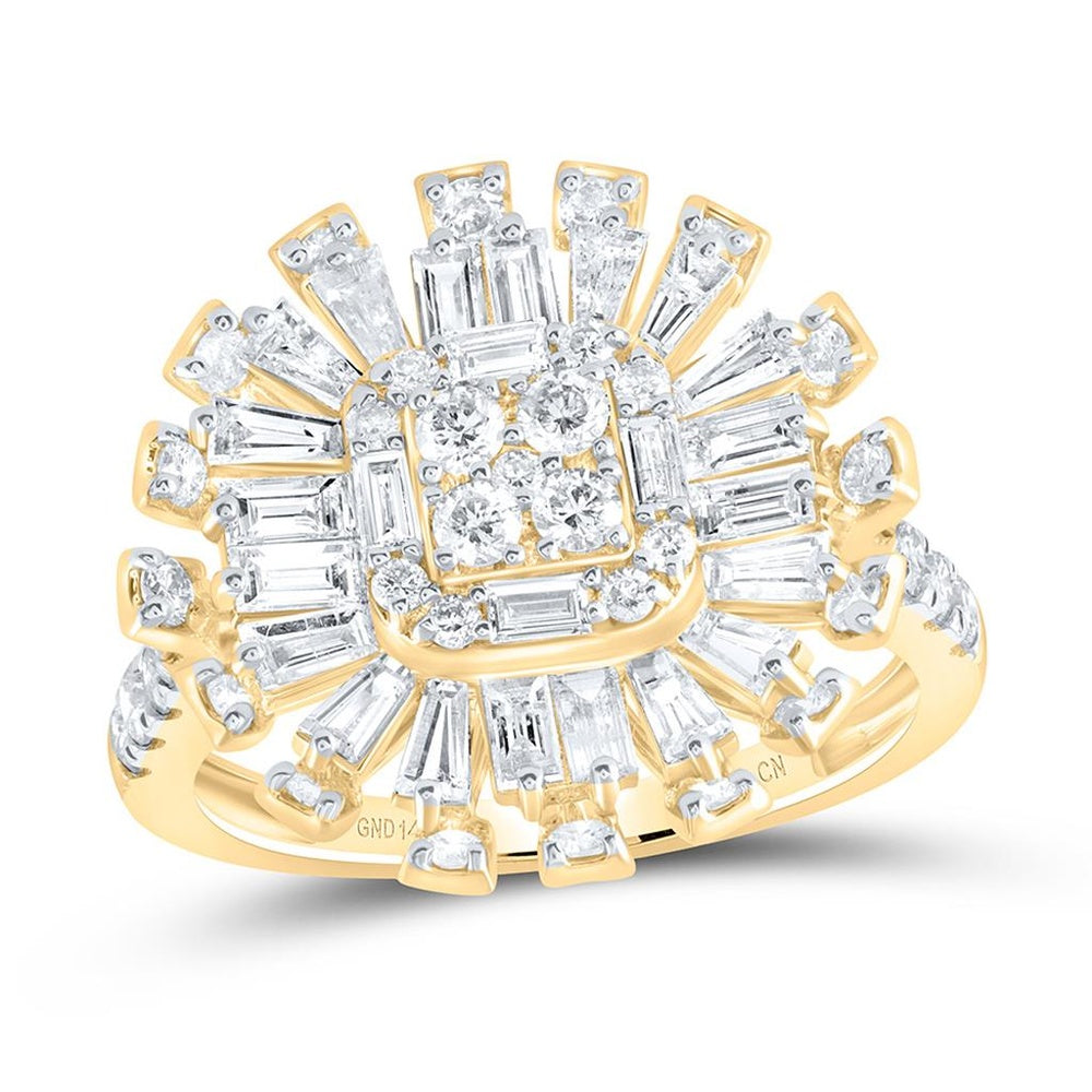 14K Yellow Gold Cushion Diamond Ring - 1 3/4 Carat Total Diamond Weight